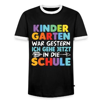 Kindergarten Abschied Schulanfang Schulkind - Männer Kontrast-T-Shirt - Schwarz/Weiß - Vorne - AI Model Female 172 light (172cm) & AI Model Male 178 light (178cm)