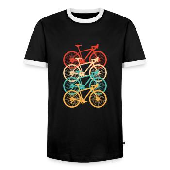 Vélo de course - T-shirt contrasté Homme - noir/blanc - Devant - AI Model Female 172 light (172cm) & AI Model Male 178 light (178cm)