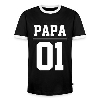 Bester Papa 01 Tochter Sohn Outfit Partnerlook - Männer Kontrast-T-Shirt - Schwarz/Weiß - Vorne - AI Model Female 172 light (172cm) & AI Model Male 178 light (178cm)