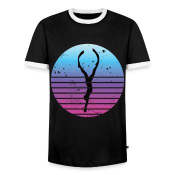 Freediving Retro Freitaucher für Apnoe Taucher - Männer Kontrast-T-Shirt - Schwarz/Weiß - Vorne - AI Model Female 172 light (172cm) & AI Model Male 178 light (178cm)