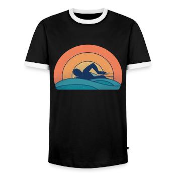 Nageurs Natation sports aquatiques rétro - T-shirt contrasté Homme - noir/blanc - Devant - AI Model Female 172 light (172cm) & AI Model Male 178 light (178cm)