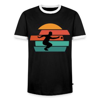 Boule Petanque Boccia Boule Player Boules Ball - Men's Ringer Shirt - black/white - Front - AI Model Female 172 light (172cm) & AI Model Male 178 light (178cm)