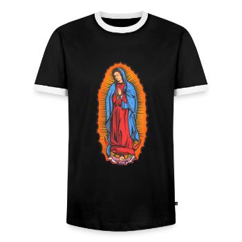 Beautiful virgin Our Lady of Guadalupe - Männer Kontrast-T-Shirt - Schwarz/Weiß - Vorne - AI Model Female 172 light (172cm) & AI Model Male 178 light (178cm)