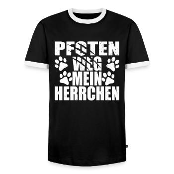 Paws away my master dog dog owner - Men's Ringer Shirt - black/white - Front - AI Model Female 172 light (172cm) & AI Model Male 178 light (178cm)