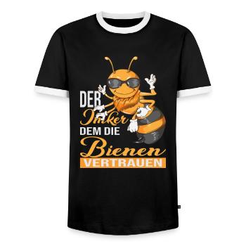 The beekeeper the bees trust beekeeping - Men's Ringer Shirt - black/white - Front - AI Model Female 172 light (172cm) & AI Model Male 178 light (178cm)