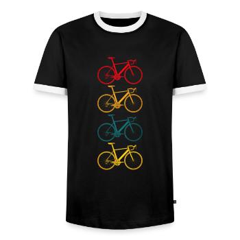 Vélos Vélos Cyclisme Motif - T-shirt contrasté Homme - noir/blanc - Devant - AI Model Female 172 light (172cm) & AI Model Male 178 light (178cm)