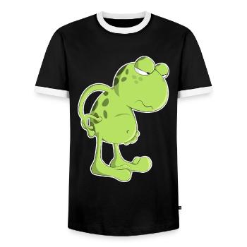 Grenouille crapaud paresseux dessin animé amphibien matin - T-shirt contrasté Homme - noir/blanc - Devant - AI Model Female 172 light (172cm) & AI Model Male 178 light (178cm)