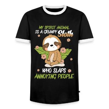 My Spirit Animal Is A Grumpy Sloth - Männer Kontrast-T-Shirt - Schwarz/Weiß - Vorne - AI Model Female 172 light (172cm) & AI Model Male 178 light (178cm)