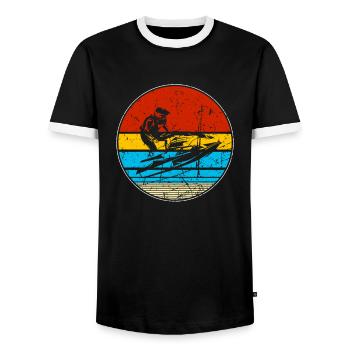 Jetski Water sports Jetboat Beach Waterskiing Sport - Men's Ringer Shirt - black/white - Front - AI Model Female 172 light (172cm) & AI Model Male 178 light (178cm)