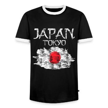 Drapeau du Japon - T-shirt contrasté Homme - noir/blanc - Devant - AI Model Female 172 light (172cm) & AI Model Male 178 light (178cm)