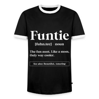 Funtie Definition - Muttertagsgeschenk - Männer Kontrast-T-Shirt - Schwarz/Weiß - Vorne - AI Model Female 172 light (172cm) & AI Model Male 178 light (178cm)