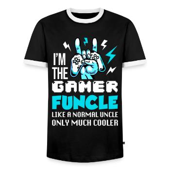 Je suis le cadeau de l'oncle Gamer Funcle Gamer - T-shirt contrasté Homme - noir/blanc - Devant - AI Model Female 172 light (172cm) & AI Model Male 178 light (178cm)