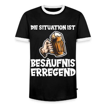 Die Situation ist Besäufnis erregend - Männer Kontrast-T-Shirt - Schwarz/Weiß - Vorne - AI Model Female 172 light (172cm) & AI Model Male 178 light (178cm)