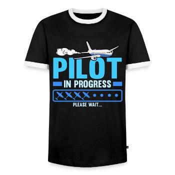 Pilote avion Aviation Aviation Vol Métier Drôle - T-shirt contrasté Homme - noir/blanc - Devant - AI Model Female 172 light (172cm) & AI Model Male 178 light (178cm)