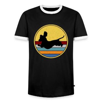 Teckel chien blaireau chien de toit poils rugueux Amour du chien - T-shirt contrasté Homme - noir/blanc - Devant - AI Model Female 172 light (172cm) & AI Model Male 178 light (178cm)