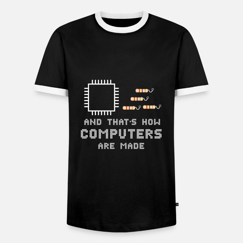 Computer Hardware PC Nerd Motherboard - Men's Ringer Shirt - black/white
