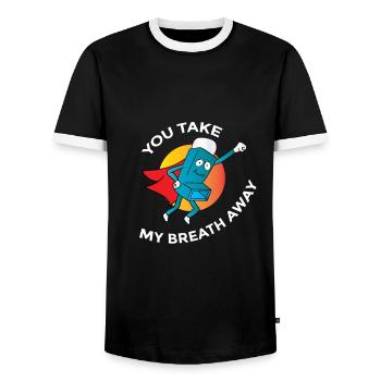 Bronchique spray respirant Budésonide cadeau - T-shirt contrasté Homme - noir/blanc - Devant - AI Model Female 172 light (172cm) & AI Model Male 178 light (178cm)