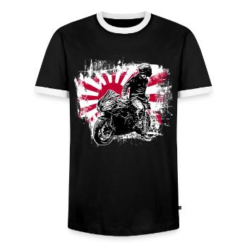 Motocycles / moto / moto biker - T-shirt contrasté Homme - noir/blanc - Devant - AI Model Female 172 light (172cm) & AI Model Male 178 light (178cm)