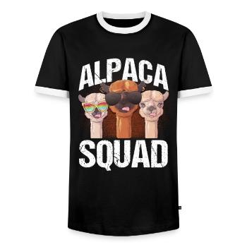 Alpaca Squad Alpaca Alpacas Gift - Men's Ringer Shirt - black/white - Front - AI Model Female 172 light (172cm) & AI Model Male 178 light (178cm)