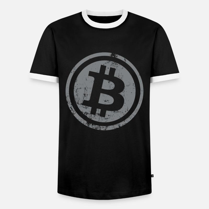 Bitcoin Button Cryptocurrencies Bitcoins - Men's Ringer Shirt - black/white