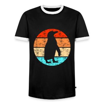 Rétro vintage pingouin - T-shirt contrasté Homme - noir/blanc - Devant - AI Model Female 172 light (172cm) & AI Model Male 178 light (178cm)