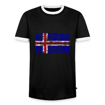 Drapeau de l’Islande Vintage - T-shirt contrasté Homme - noir/blanc - Devant - AI Model Female 172 light (172cm) & AI Model Male 178 light (178cm)