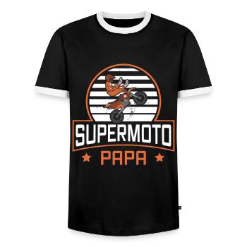 Design de moto Supermoto pour un enduro pilote - T-shirt contrasté Homme - noir/blanc - Devant - AI Model Female 172 light (172cm) & AI Model Male 178 light (178cm)