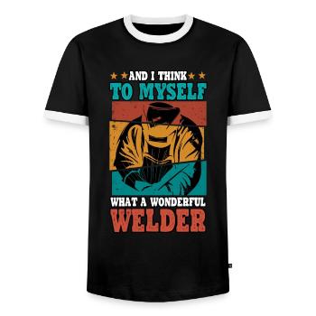 Welder Welder Welding Expert Funny Profession - Men's Ringer Shirt - black/white - Front - AI Model Female 172 light (172cm) & AI Model Male 178 light (178cm)
