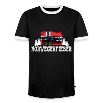 Norwegenfieber Wohnmobil Campen Reisemobil - Männer Kontrast-T-Shirt - Schwarz/Weiß - Vorne - AI Model Female 172 light (172cm) & AI Model Male 178 light (178cm)