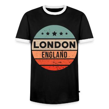 London - Men's Ringer Shirt - black/white - Front - AI Model Female 172 light (172cm) & AI Model Male 178 light (178cm)