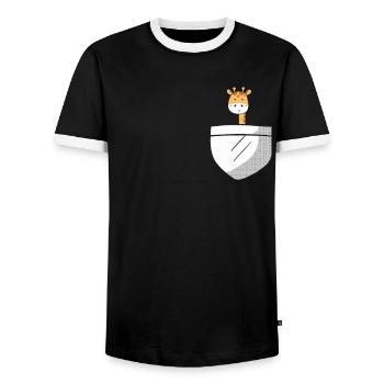 Giraffe niedlich - Männer Kontrast-T-Shirt - Schwarz/Weiß - Vorne - AI Model Female 172 light (172cm) & AI Model Male 178 light (178cm)