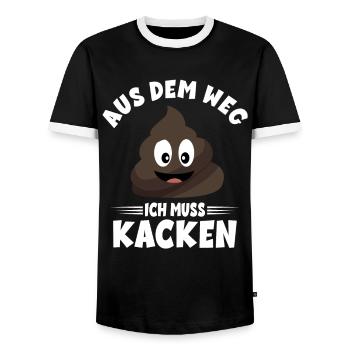 Aus dem weg ich muss Kacken - Männer Kontrast-T-Shirt - Schwarz/Weiß - Vorne - AI Model Female 172 light (172cm) & AI Model Male 178 light (178cm)
