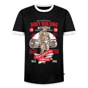 Kraftsport Retro Vintage - Bodybuilding 1956 - T-shirt contrasté Homme - noir/blanc - Devant - AI Model Female 172 light (172cm) & AI Model Male 178 light (178cm)