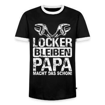 Locker bleiben Papa macht das schon Heimwerker Dad - Männer Kontrast-T-Shirt - Schwarz/Weiß - Vorne - AI Model Female 172 light (172cm) & AI Model Male 178 light (178cm)