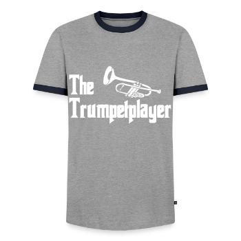 trumpet - Men's Ringer Shirt - grey/navy  - Front - AI Model Female 172 light (172cm) & AI Model Male 178 light (178cm)