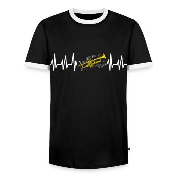 Trumpet Musical Instrument Fasnacht Wind Music Music - Men's Ringer Shirt - black/white - Front - AI Model Female 172 light (172cm) & AI Model Male 178 light (178cm)
