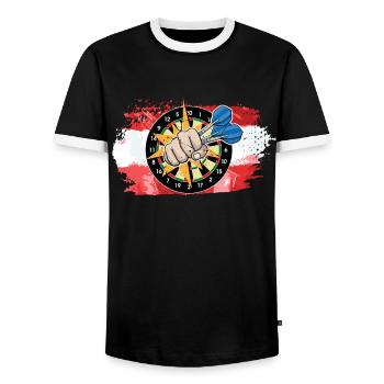 Autriche Dartspieler Austrian Dart Team - Fléchettes - T-shirt contrasté Homme - noir/blanc - Devant - AI Model Female 172 light (172cm) & AI Model Male 178 light (178cm)