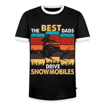 Funny Snowmobile Dad Shirt Snowmobiling Rider Gift - Men's Ringer Shirt - black/white - Front - AI Model Female 172 light (172cm) & AI Model Male 178 light (178cm)
