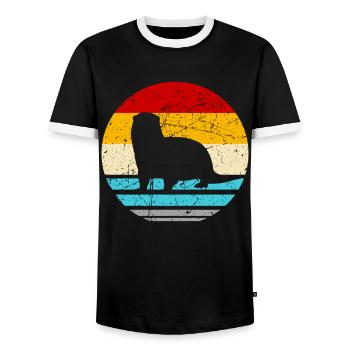 Otter Gift Marten Animal Sea Otter Animal Lover - Men's Ringer Shirt - black/white - Front - AI Model Female 172 light (172cm) & AI Model Male 178 light (178cm)