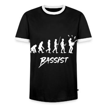 Bassist - T-shirt contrasté Homme - noir/blanc - Devant - AI Model Female 172 light (172cm) & AI Model Male 178 light (178cm)
