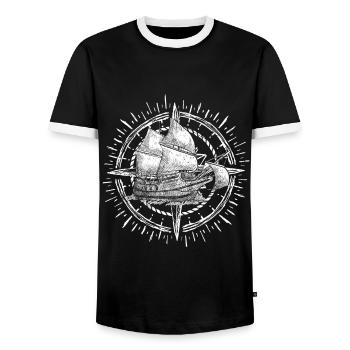 Voile Tshirt Sailing catamaran bateau pour la régate - T-shirt contrasté Homme - noir/blanc - Devant - AI Model Female 172 light (172cm) & AI Model Male 178 light (178cm)