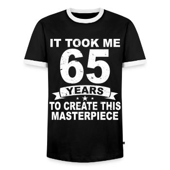 65 Years Birthday 65 Birthday Gift 65 Years - Men's Ringer Shirt - black/white - Front - AI Model Female 172 light (172cm) & AI Model Male 178 light (178cm)