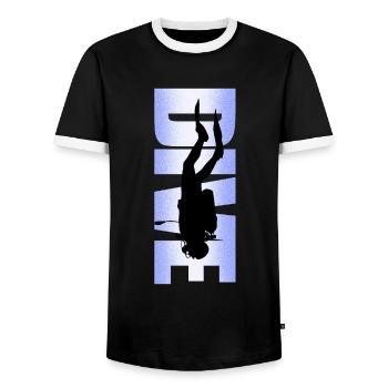 Scuba diving Freediving Snorkeling - Men's Ringer Shirt - black/white - Front - AI Model Female 172 light (172cm) & AI Model Male 178 light (178cm)