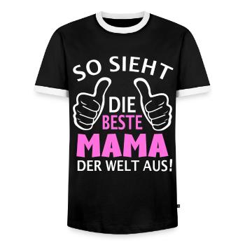 So sieht die Beste Mama der Welt aus - Muttertag - Männer Kontrast-T-Shirt - Schwarz/Weiß - Vorne - AI Model Female 172 light (172cm) & AI Model Male 178 light (178cm)
