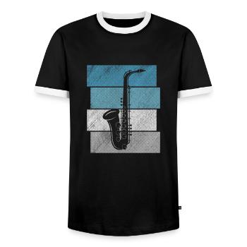 Vintage Saxophon joueur Saxophone Jazz cadeau - T-shirt contrasté Homme - noir/blanc - Devant - AI Model Female 172 light (172cm) & AI Model Male 178 light (178cm)