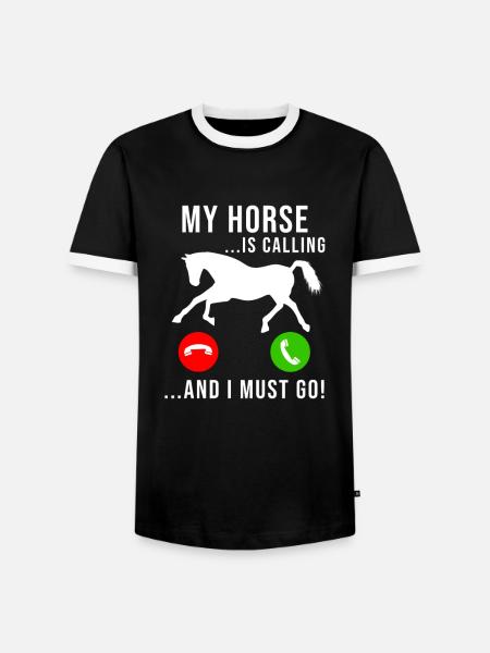 Horse Calls To Horses Girl Funny Riding Stable - Men's Ringer Shirt - black/white