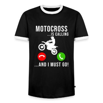 Motocross Is Calling Funny Pilote de motocross - T-shirt contrasté Homme - noir/blanc - Devant - AI Model Female 172 light (172cm) & AI Model Male 178 light (178cm)
