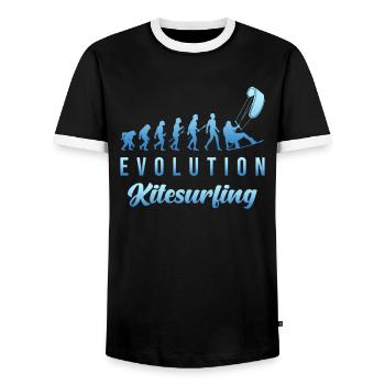 Kitesurf Evolution - T-shirt contrasté Homme - noir/blanc - Devant - AI Model Female 172 light (172cm) & AI Model Male 178 light (178cm)