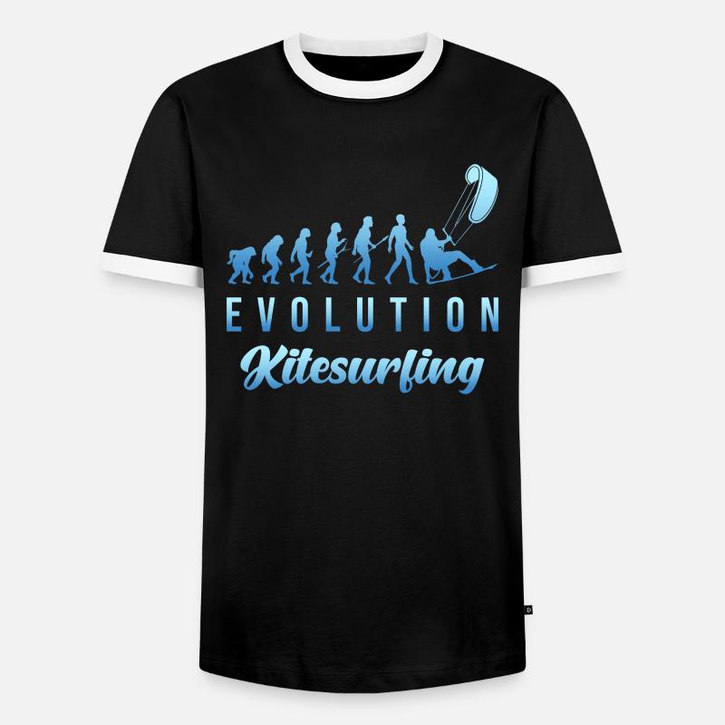 Kitesurfen Evolution - Männer Kontrast-T-Shirt - Schwarz/Weiß