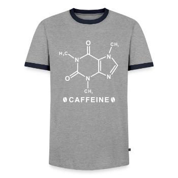 caffeine - Men's Ringer Shirt - grey/navy  - Front - AI Model Female 172 light (172cm) & AI Model Male 178 light (178cm)